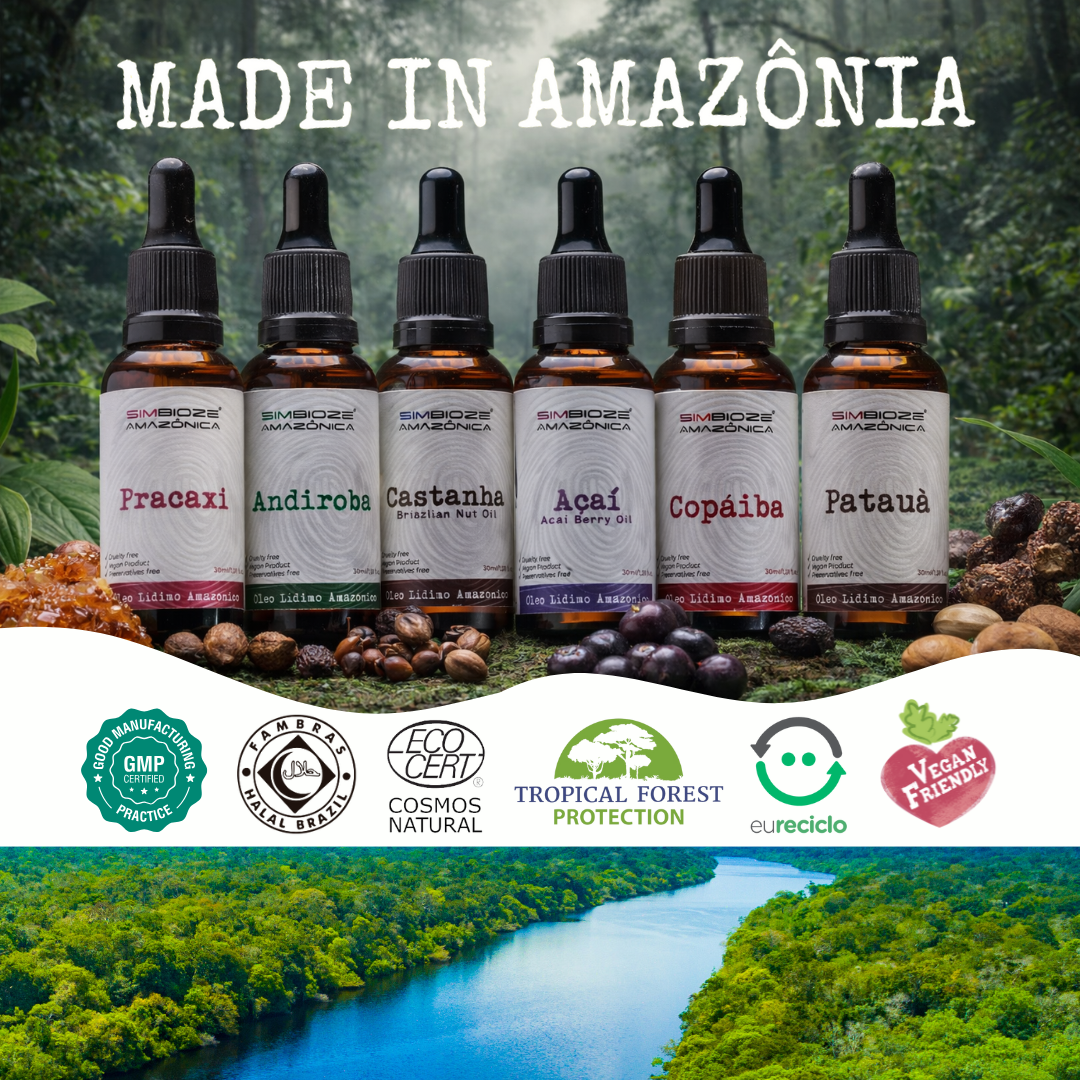 Natural Amazonian oils – açaí, copaíba, andiroba, pracaxi, patauá and brazil nut oil by SIMBIOZE